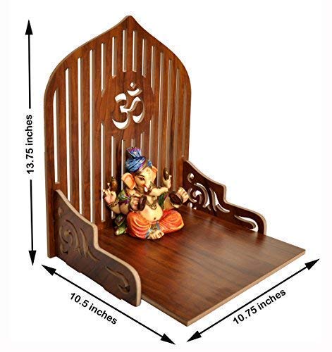 MELANA Wooden Wall Mount Temple for Home Shop Office | Art and Craft Wooden Temple | Home Temple | Puja Mandir |Wall Hanging and Table Top Home Mandir Temple (Brown Color)