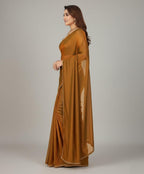 LADY SHOPI Women's Chiffon Solid Saree Fendy Chiffon Gold-GEM