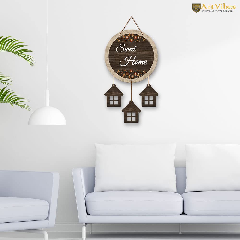 Artvibes Sweet Home Wooden Wall Hangings Decor For Home | Bed Room | Quotes Decor Item | Home Quotes Wall Hanging | Modern Decor Items | Wall Poster | Artworks Hangings | Unique Gift (WH_7209N)