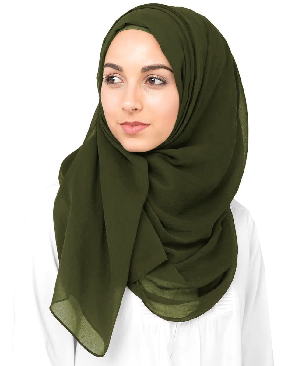 ICW Women Soft Chiffon Georgette Scarves Shawl Stoles Long Scarf Wrap Head Scarves (Pack Of 5), For Female, Multicolor