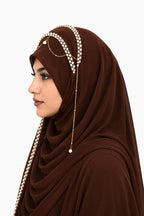 AL NOOR HIJAB Women's Pearl Chain Stone Hijab Scarf WIth Chiffon Dupatta