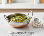 Stainless Steel Copper Bottom Kadhai with Strong Handles | Heavy Duty Indian Cooking Kadai | 5 Litre