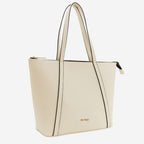 The Gusto AZA - Premium Vegan Leather Tote Bag for Women with Grained Texture | Medium Size Stylish Hand Bag/Shoulder Bag, Fits upto 14 Laptop (Cream)
