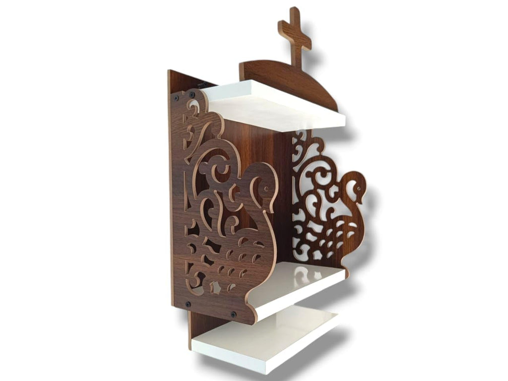 Peacock Wall Mount Christian Cross Temple, Jesus Prayer Wall Mount Temple, Christian Christ Temple, Home and Office Temple