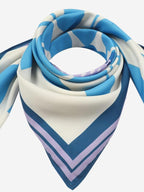 Beau Design Women's Stylish Square Polyster Trendy Digital Printed Fashion Head Neck Scarf Stole Wrap - Blue White Large 29 X 29