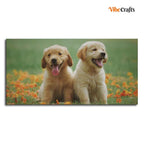 VIBECRAFTS Canvas Paintings for Living Room Drawing Room Golden Retriever Puppies Primium Canvas Wall Painting Fitted With Wodden Frame For Home | Office | Gift (PTVCH_2301)