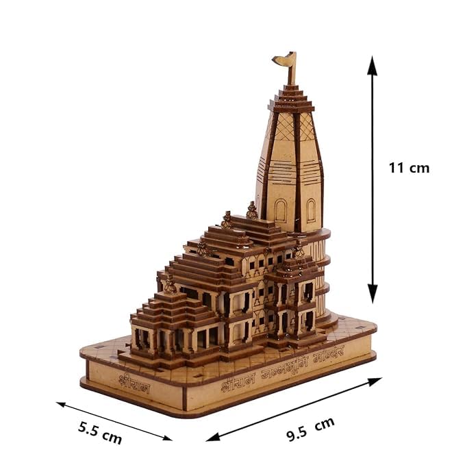 SriMaa Ventures 3D Miniature Shri Ram Mandir Ayodhya 3D Model Wooden Temple for Deepawali, Temple, Home Puja Gift