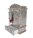 Handicrafts Wooden Temple for Home, Wooden/Mandap Aluminum Copper, Big Size 9x12 Inches