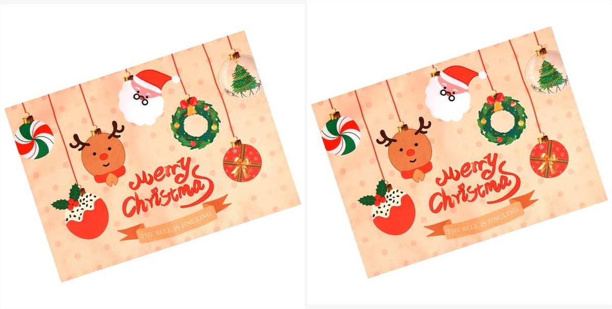 PRAKARTIK BY INDUARTS Dining Table Mats Set of 2 - Merry Christmas Theme,Digital Print, Washable, Indoor/Outdoor, Heat-Proof, Water Resistant, Wipe & Clean (47X33 cm) Cream & Red Kafalo