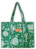 Cotton Tote bag for Women | Shoulder Bag | Reversible Bag | Durable Shopping bag | Reusable Grocery Bags | Eco friendly Bags| Handmade Cotton Bag | Stylish Quilted handBag (Dark Green)
