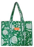 Cotton Tote bag for Women | Shoulder Bag | Reversible Bag | Durable Shopping bag | Reusable Grocery Bags | Eco friendly Bags| Handmade Cotton Bag | Stylish Quilted handBag (Dark Green)