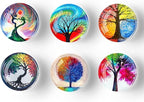 YAVRIXZ 12Pcs Glass Strong Magnetic Refrigerator Magnet Fridge Sticker, Round Funny Marbling Crystal Kitchen Magnets Decorations for Office Whiteboard, Cabinet, Dishwasher, Locker (Tree)