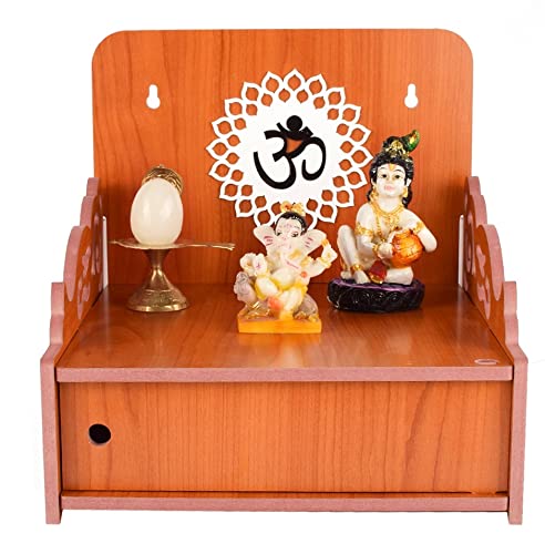 Lakhaji Christian Wooden Wall Hanging Temple for Home and Shop,Office and Home showpiece Temple (Orange-2)
