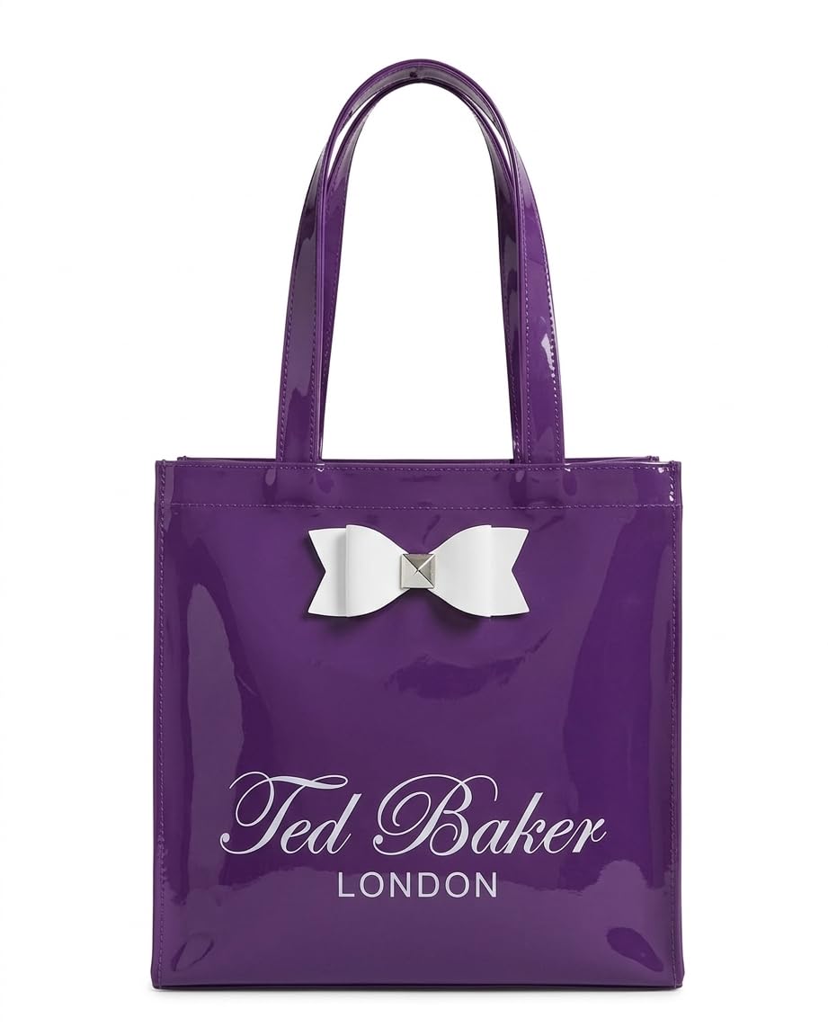 SEA MOUNT London Women’s Purple Tote Bag with Bow | Stylish Shoulder Handbag | Premium PU Leather Shopper Bag