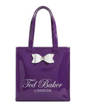 SEA MOUNT London Women’s Purple Tote Bag with Bow | Stylish Shoulder Handbag | Premium PU Leather Shopper Bag