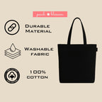 Peach Blossom Women’s Cotton Printed Tote Bag_BLK - PEACE