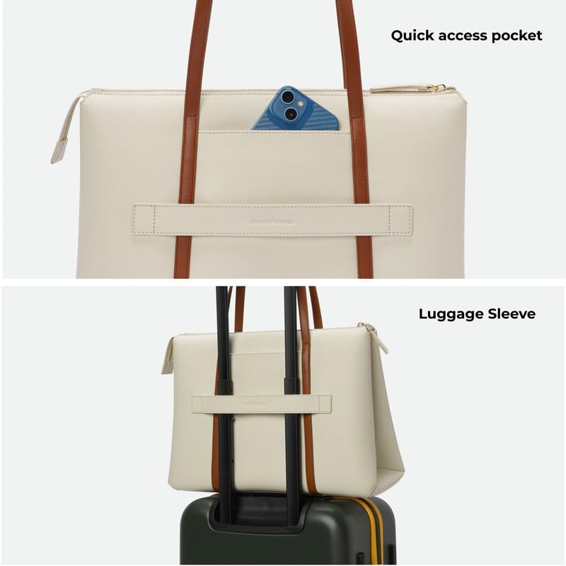 MOKOBARA The Easy Going Tote | Vegan Leather Black Tote Bag for Women (Coconut Cream 2.0)