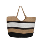 ROSSLYN Big Eco-Friendly Reusable Jute&Cotton Bag for Cloth Shopping Bags for Daily use Market Carry Milk Grocery Fruits Vegetable with Reinforced Handle jhola Bag (WHITE BIGE)