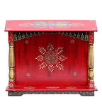 DESERT ART Multicolour Handpainted Wooden Pooja Mandir/Home Temple Without Door
