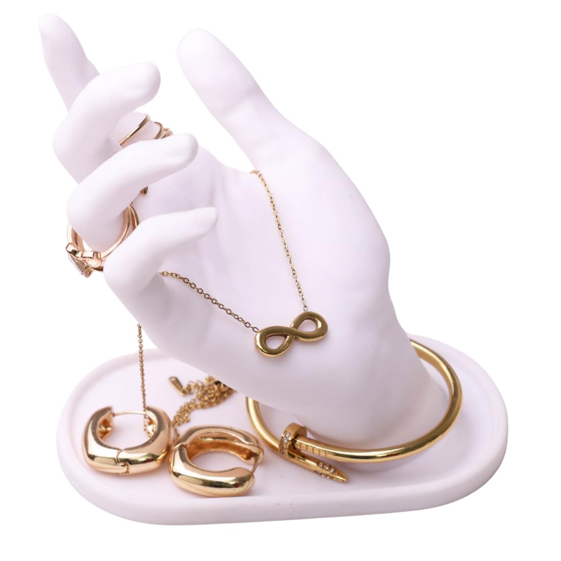 Artsycollection® 3D Human Hand Jewelry Tray – Eco-Friendly White Multi-Utility Organizer & Decorative Holder | Biodegradable 3-PLA Filament Home & Office Décor