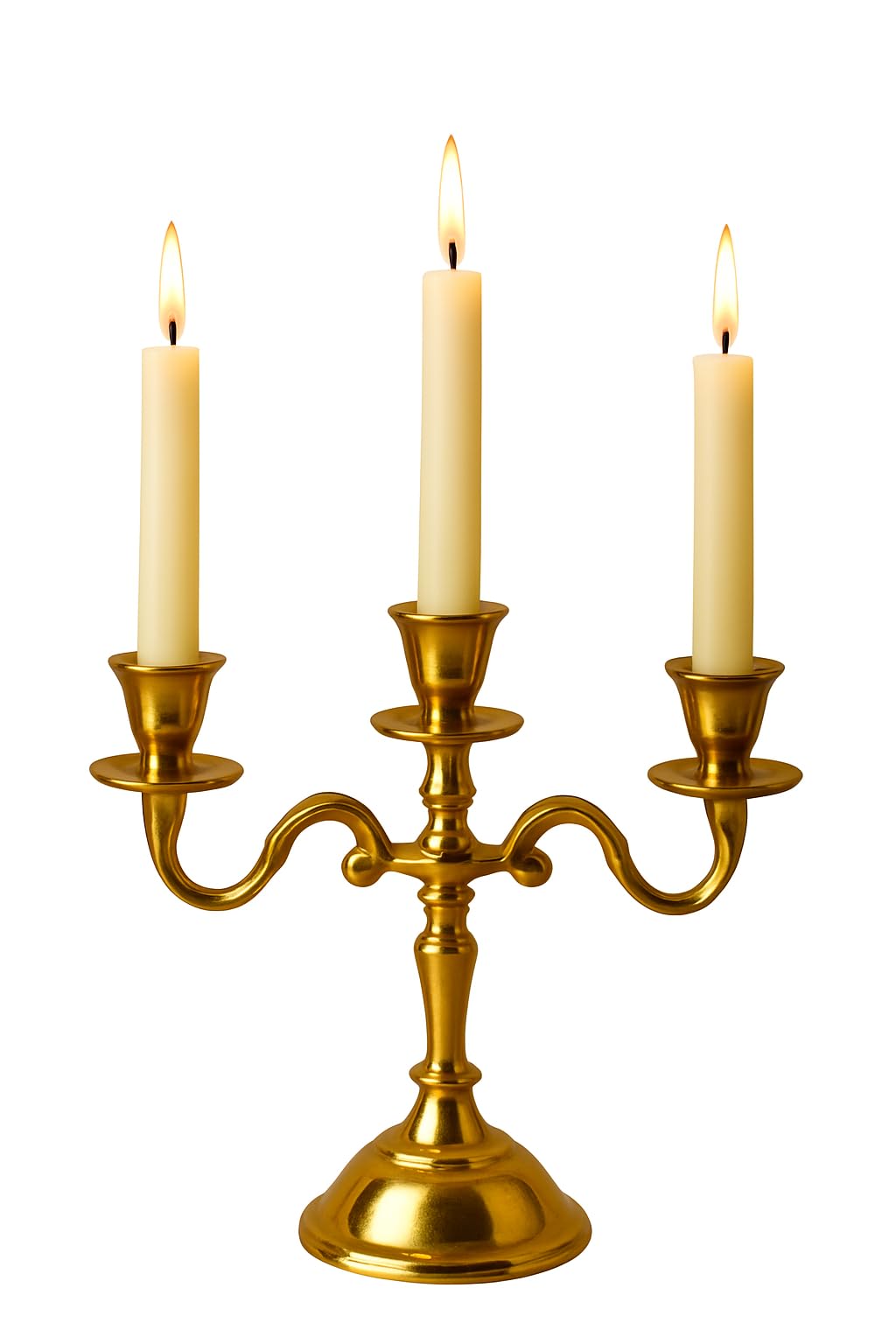 PURESTORY Candle Holder | Mini 3 Arm Taper Candle Holder | Gold Aluminium | Heat Resistant | Candlesticks for Home Decor, Wedding, Party, DinningTable Centerpiece, Church Altar & Festive Occasions