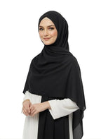 AURALEAF Women's Chiffon Georgette Hijab Scarf, Black, 180x70 cm, Lightweight Soft Fabric, Easy to Drape