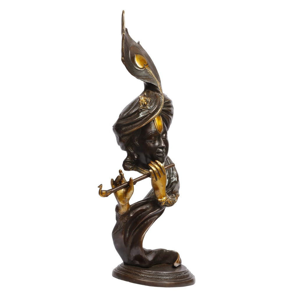 ARTVARKO Pure Brass Lord Krishna Bhagwan JI Playing Flute for Home Gallery Décor Idol Pooja Murti God Marriage Gift Height 20 Inch.