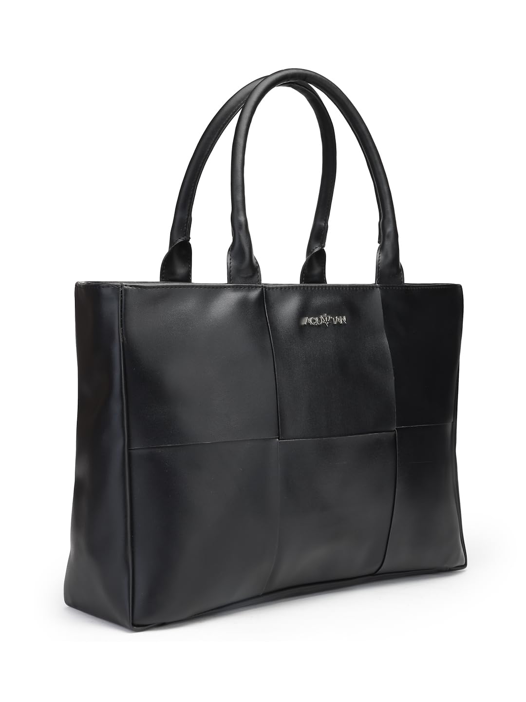 Aquatan Women’s Tote Bag | Vegan Leather Floral Nouveau Canvas Handcrafted Large Side Bag for Office College Travel & Everyday | Stylish and Spacious Carry-All Bag - Black