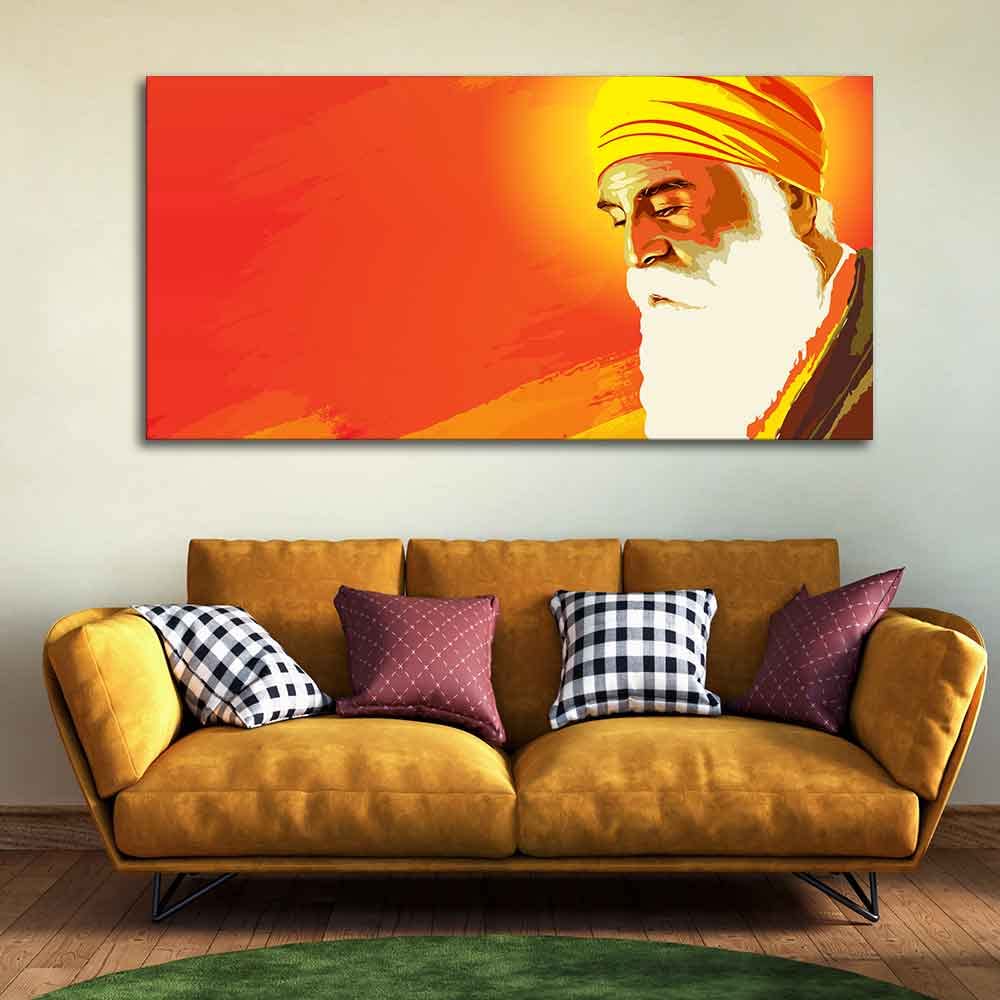 VIBECRAFTS Canvas Paintings for Living Room Drawing Room Shri Guru Nanak Dev Canvas Wall Painting Fitted With Wooden Frame For Home | Office | Living Room | Gifts (PTVCH_2510)
