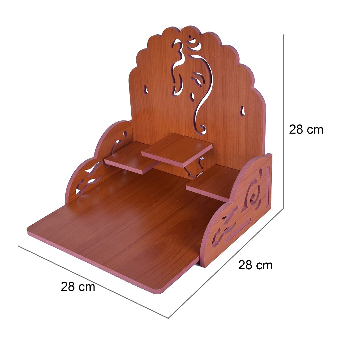 PRIMEFAIR Wooden Wall Mounted Hanging Puja Temple Wood God Stand for Pooja Room | Mandir Devghar Stand Temple Home Temple Home Wall Temple Waterproof (TEMPLE-003-401)