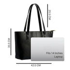 Nexeura Women's Stylish Black Tote Bag | Large Capacity PU Leather Shoulder Handbag | Elegant Office Bag for Girls & Ladies | Lightweight Daily Use Purse | Trendy Travel Work Bag for Women