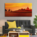 VIBECRAFTS Canvas Paintings for Living Room Drawing Room Beautiful Wall Painting of Camel Caravan Heading to Taj Mahal Fitted with Wooden Frame for Home|Office|Gift(PTVCH_2278)