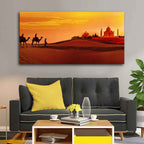 VIBECRAFTS Canvas Paintings for Living Room Drawing Room Beautiful Wall Painting of Camel Caravan Heading to Taj Mahal Fitted with Wooden Frame for Home|Office|Gift(PTVCH_2278)