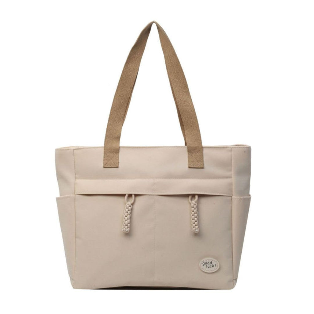 Tressential Canvas Tote Bag, HandBag for Women, Multi-Pocket Design, Casual Style for Office & College (Ivory)