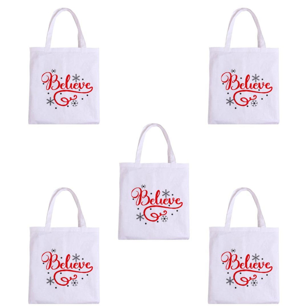 Mayatra's Organic Cotton Tote Gifting Bag, Eco Friendly Lightweight Reusable Grocery Shopping Cloth Bags,Christmas Gift… (Believe_5)