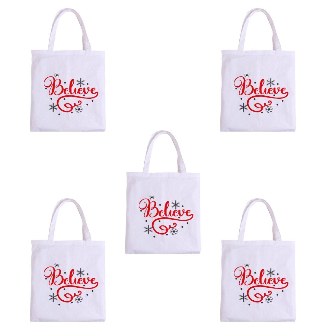 Mayatra's Organic Cotton Tote Gifting Bag, Eco Friendly Lightweight Reusable Grocery Shopping Cloth Bags,Christmas Gift… (Believe_5)