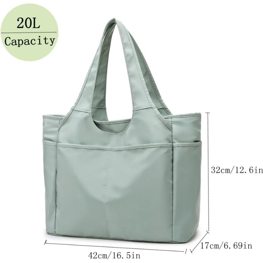Voroly Tote Bag Women Casual Handbag Shoulder Bag Purses with Zipper and Pockets for Work School Gym Travel Shopping (GREEN)