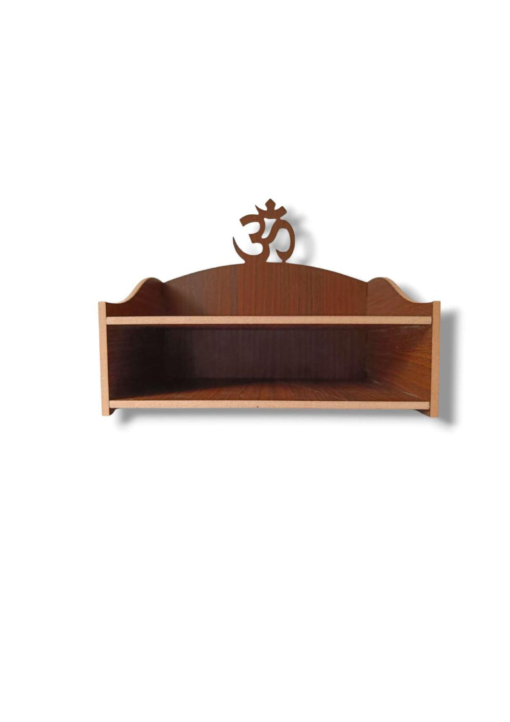 Wooden OM Mandir, 2 Shelve OM Temple, Laddu Gopal 2 Shelf Temple,Hindu OM Mandir,Home Temple,Wall Mount Temple, (Pack of 1) (Medium)