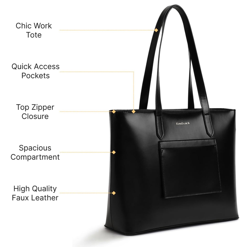 Fastrack PU Structured Tote Bag with Cut Work for Women, Girls and Ladies | College & Office Ready Tote Bag
