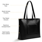 Fastrack PU Structured Tote Bag with Cut Work for Women, Girls and Ladies | College & Office Ready Tote Bag