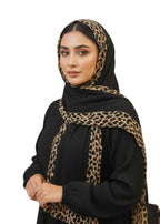 Stole for women Black color strachable Fabric Leopard Cheeta Pattern print (Black)