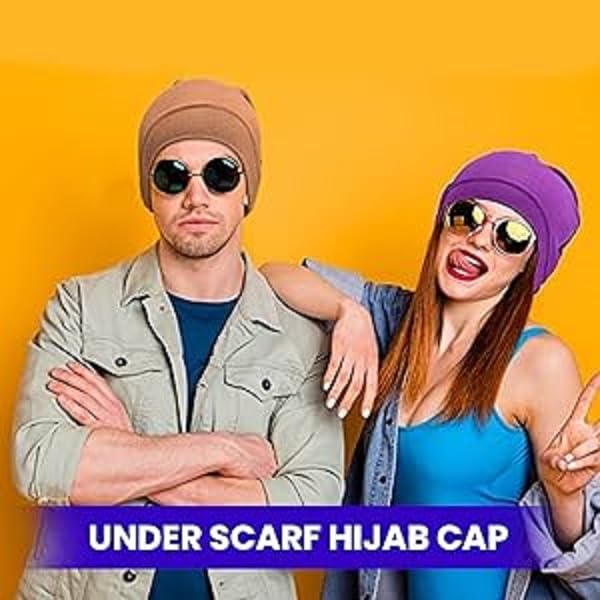 PAROPKAR Women's Hijab Undercap Scarf & Cap - Solid Colour Unisex Stretch Dreadlocks Tube Neck Gaiter & Warmern Bandana (White Beige)