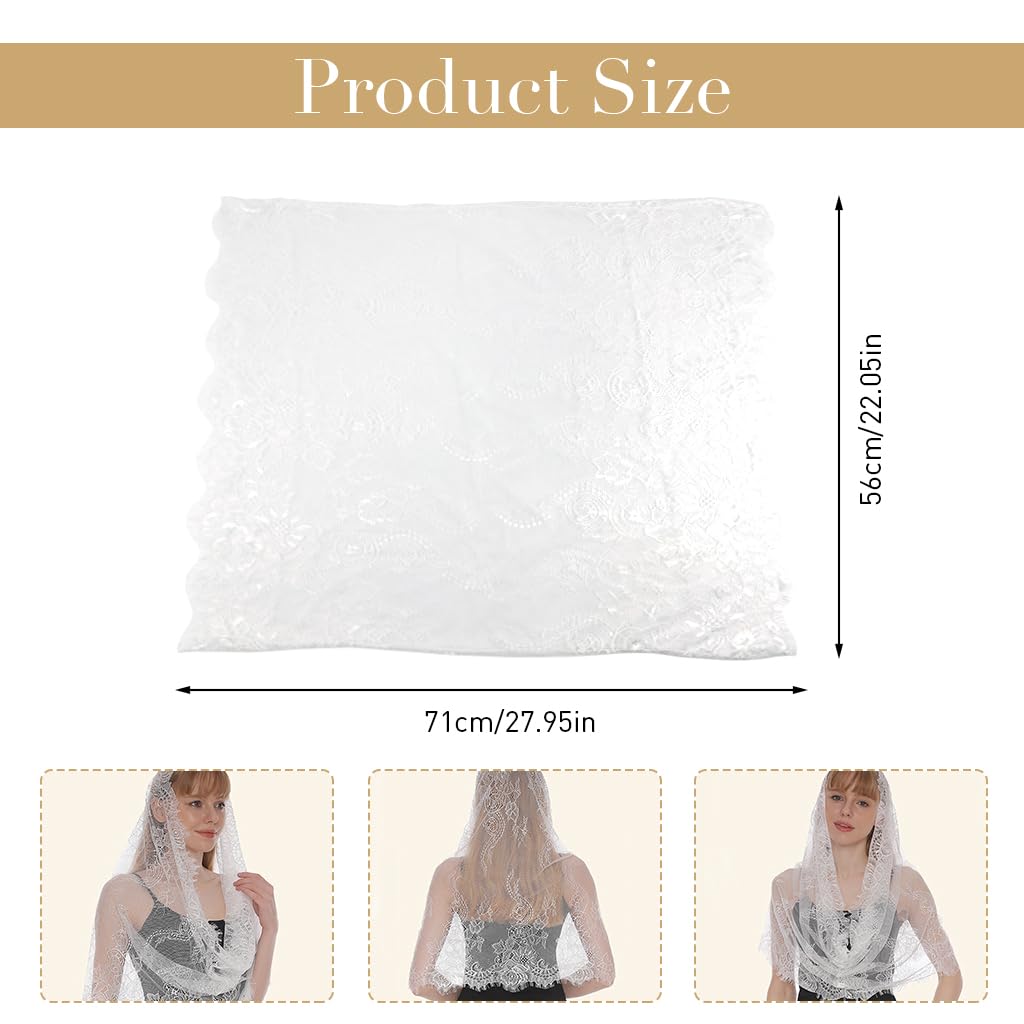 PALAY Lace Mantilla Veil for Women, Church Prayer Scarf, Net Covering