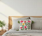 Furnistitchs Handmade Tufted Boho Cushion Covers 12x12 Inches | Embroidered Sofa Pillow Cases | Rustic Bohemian Decorative Throw Cushions for Couch Bedroom Living Room (2, Balloon Floral)
