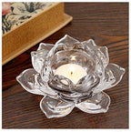 Big Cart Crystal Glass Lotus Flower Tea Light Candle Holder, Pack of 1