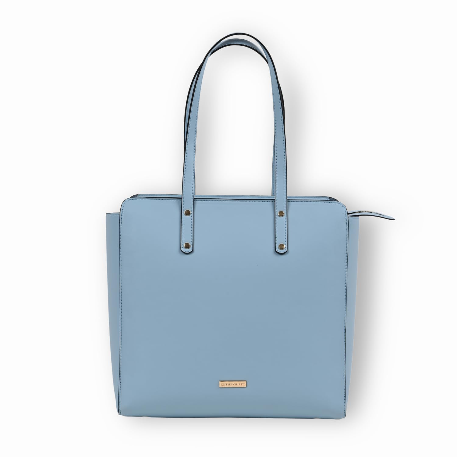 The Gusto Beyond Plus - Premium Vegan Leather Tote Bag for Women, Big Size, Blue | Stylish Handbag for women with Zip Closure | Fit for Office Bag, College, Travel Use | Handcrafted in India