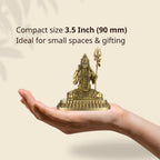 Shilpkala Brass Mahadev Murti with Trishul & Damru - Fine Detailing & Antique Finish, Murti for Mandir, Livingroom, Office Table, Best for Gifting, (3.5 Inch, Coffee Antique)