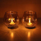 Gold Crackle Glass Tea Light Holder | Candle Diffuser | Tea Light Candle Holder | Ideal for Living Room, Bedroom, Dining Area Decor | Romantic Ambience | Perfect for Celebrations (2)