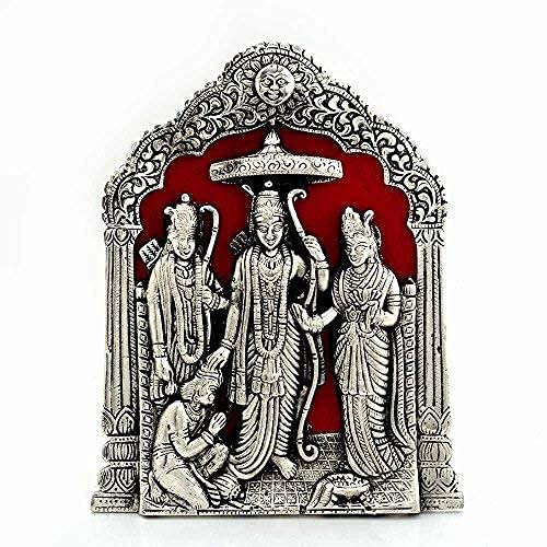 Prince Home Decor & Gifts White Metal Ram Darbar Ram Laxman Sita Staue Spiritual Idols