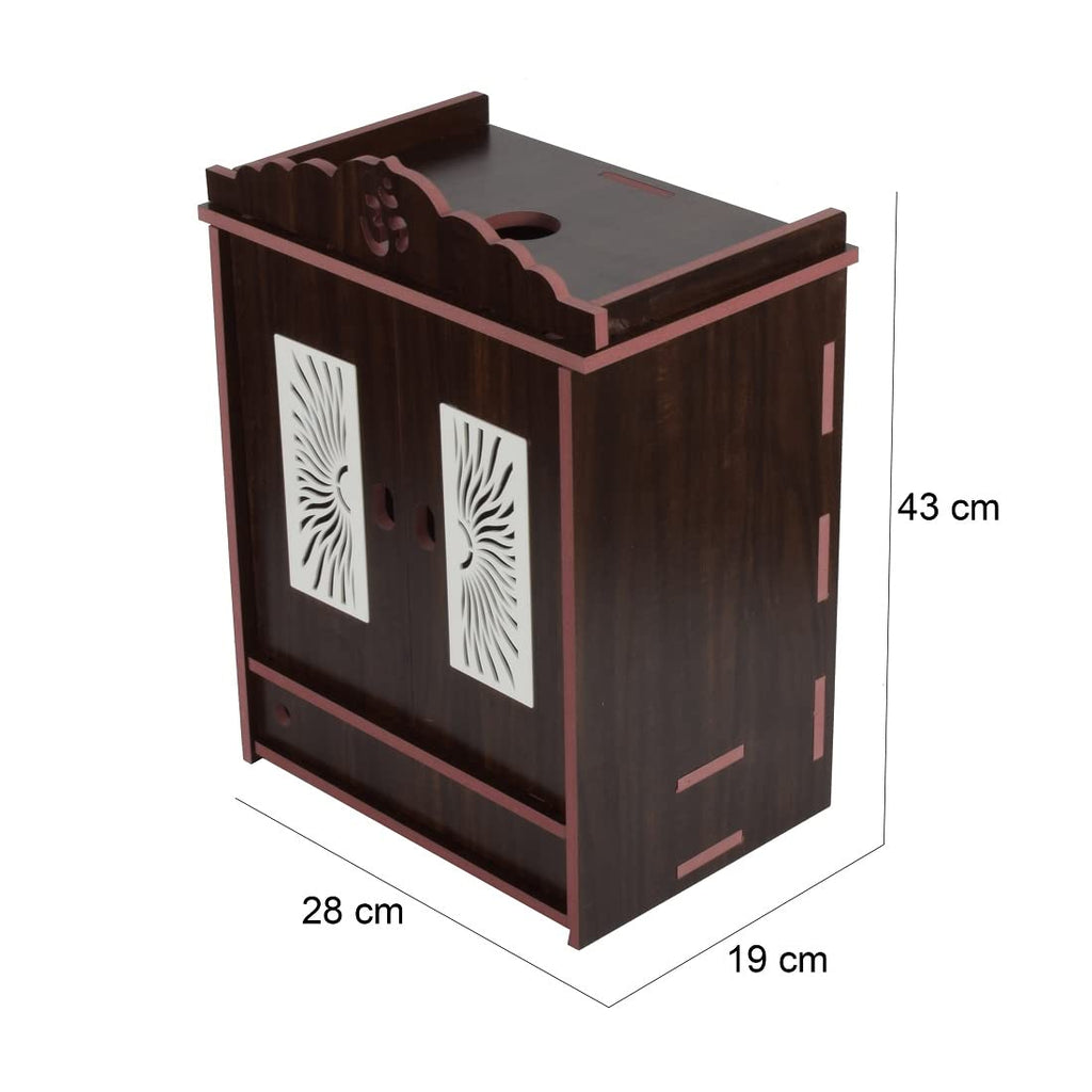 nexat MDF Wooden Temple with Doors | Traditional Mandir for Home Pooja | Decorative Wooden Mandir with Storage (512)